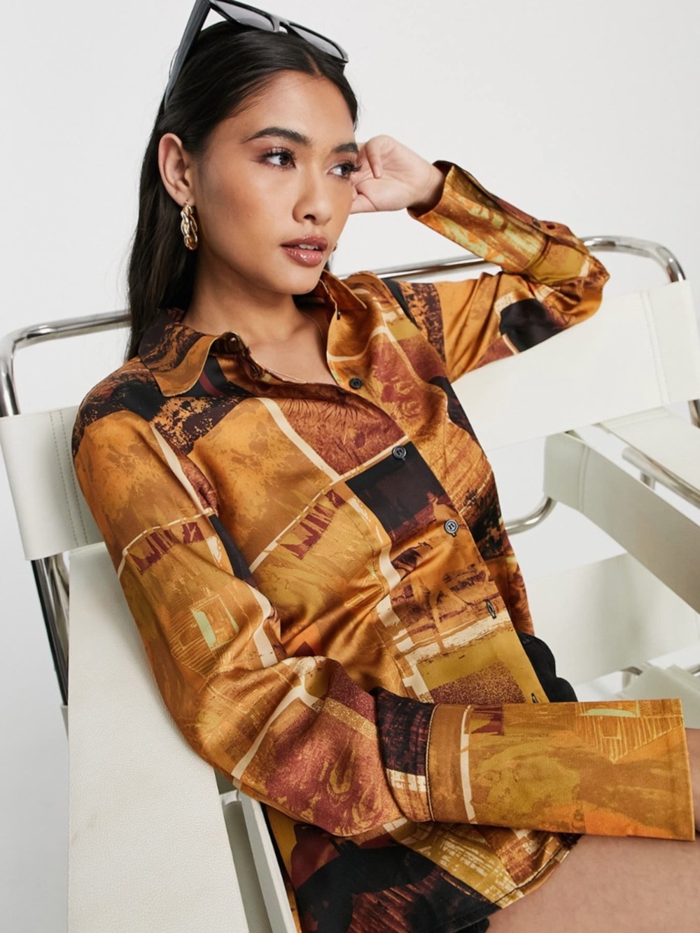 Abstract Print Button-Down Shirt - Picture 2 of 6